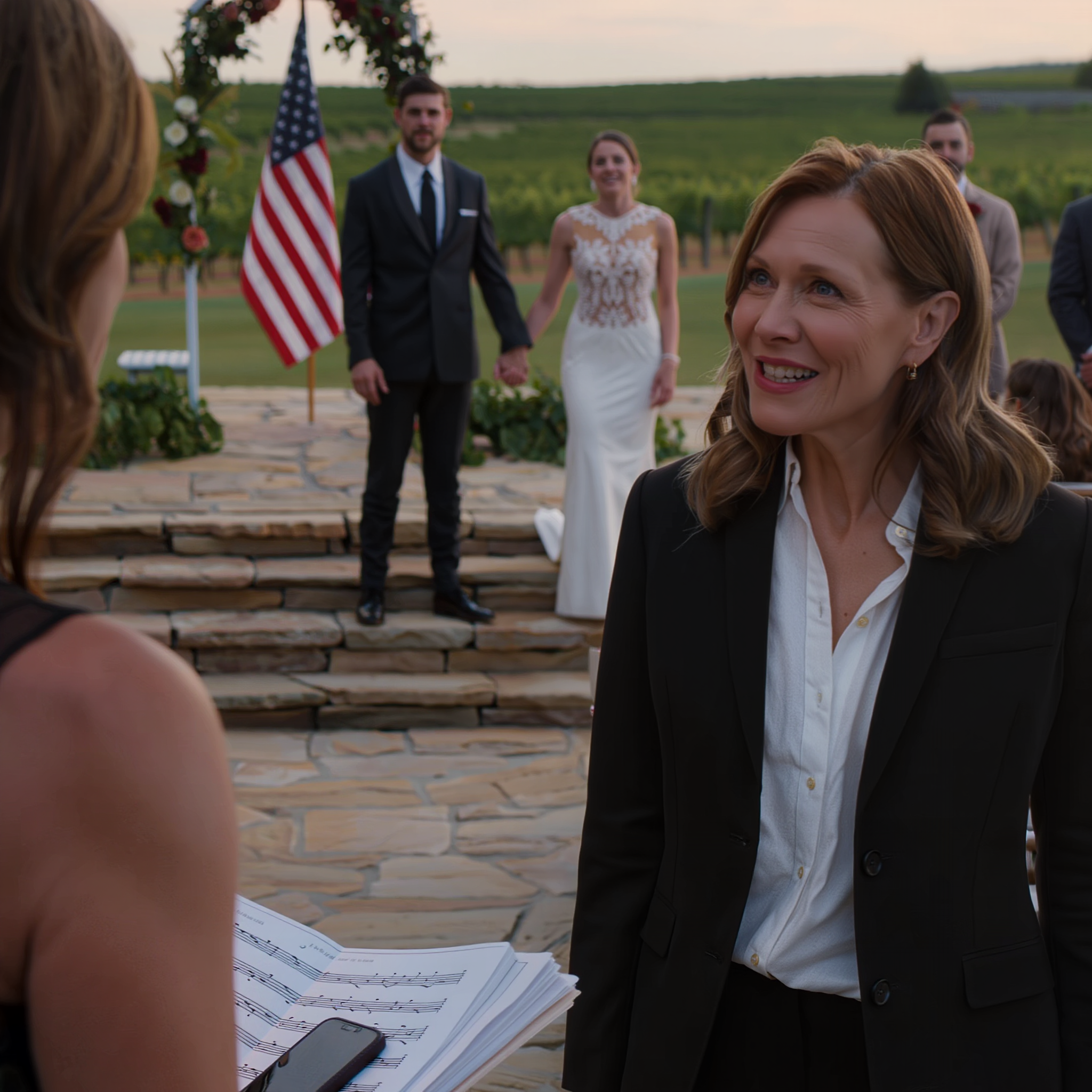 Tijdens mijn huwelijksrepetitie in de wijngaard verscheen mijn zus in mijn op maat gemaakte trouwjurk, haakte haar arm door die van mijn verloofde en lachte dat ze die avond zouden trouwen, terwijl mijn moeder in haar handen klapte en zei dat ze er in het wit beter uitzag dan ik ooit had gedaan. Ik glimlachte alleen maar, pakte mijn telefoon en de hele stenen binnenplaats werd stil.