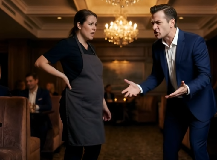 “Hij noemde zijn zwangere serveerster ‘de vrouw van een conciërge’ en liet haar op staande voet ontslaan — maar minuten later kwam de man die hij had bespot zijn directiekamer binnen… en zijn miljardairvader werd lijkbleek” – Nieuws