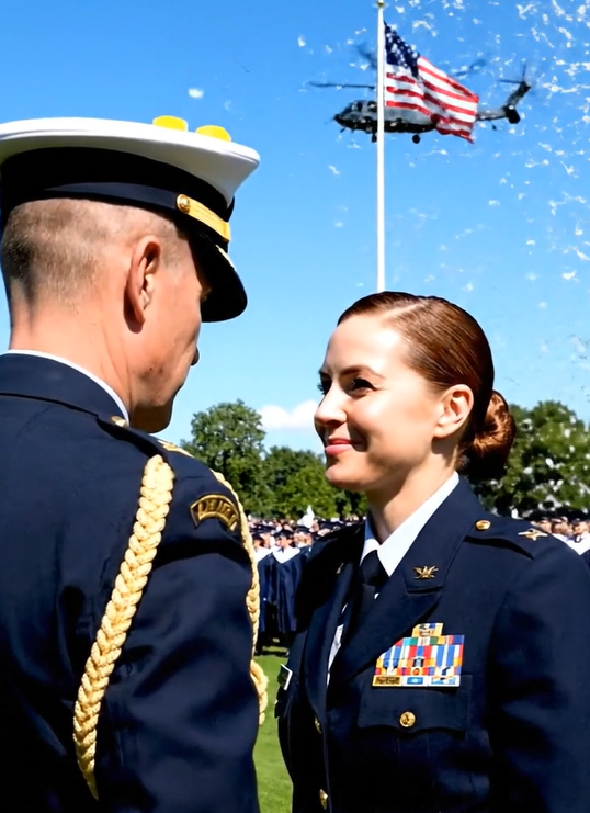 Nytteløs? Min mor lo. ‘Tyve år i uniform og stadig intet hus, datter?’ Min far sagde: ‘Din søster er vores fremtid.’ Så landede en helikopter. En oberst gik direkte hen imod mig, hilste og sagde: ‘General, hovedkvarteret har brug for dig lige nu.’ Min fars smil forsvandt. Min søsters buket gled ud af hans hænder. Hele skolen blev stille.