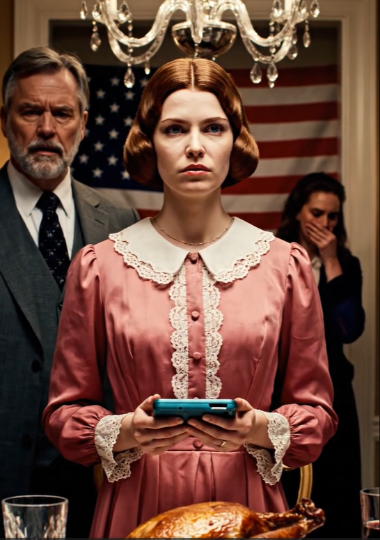 På Thanksgiving dukkede min far op med en ‘ubuden gæst’ og bad mig servere hende først, fordi hun var gravid, mens min mor brast i gråd og løb ud af spisestuen, og de pårørende fandt pludselig loftet fascinerende. Jeg blev ved med at smile, satte kalkunen ned og ventede. For så snart jeg tog den første bid, gled en lille genstand ned på tallerkenen – sandheden om måneders spænding indeholdt i noget, ingen kunne ignorere – og hele bordet blev stille.