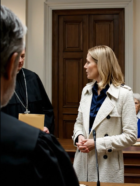 Min velhavende søster gik ind i retten, som om den allerede var hendes. Hendes advokat skød begæringen frem: “Hele arven. Med øjeblikkelig virkning.” Mine forældre nikkede, som om de havde øvet sig. Dommeren kiggede på mig: “Har du indsigelse?” Jeg sagde kun: “Jeg vil vente, indtil den sidste person ankommer.” Døren åbnede sig. En mand i et sort jakkesæt trådte ind, holdt en kuvert op og råbte mit navn. Dommeren blinkede, rakte ud efter sine briller og hviskede: “DET … KAN IKKE VÆRE …”