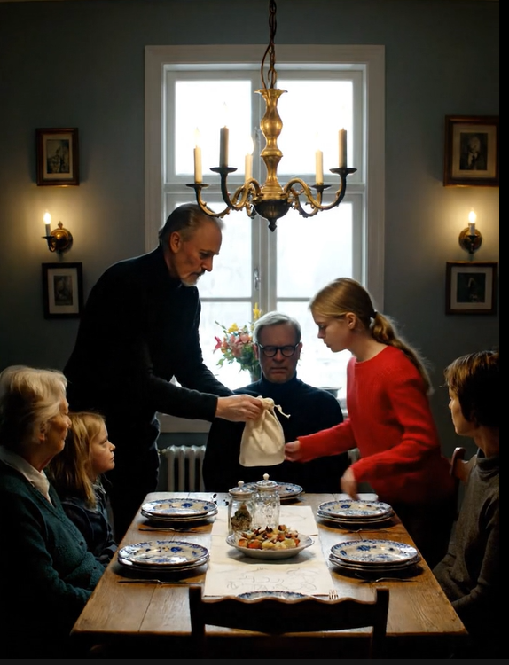 Min far skubbede min 10-årige datter ved julebordet. “Den plads er til mit rigtige barnebarn. Kom ud!” Hun ramte gulvet foran hele familien – men alle forblev tavse. Jeg råbte ikke. Jeg sagde 4 ord. Min mor tabte sit vinglas. Min far blev bleg …